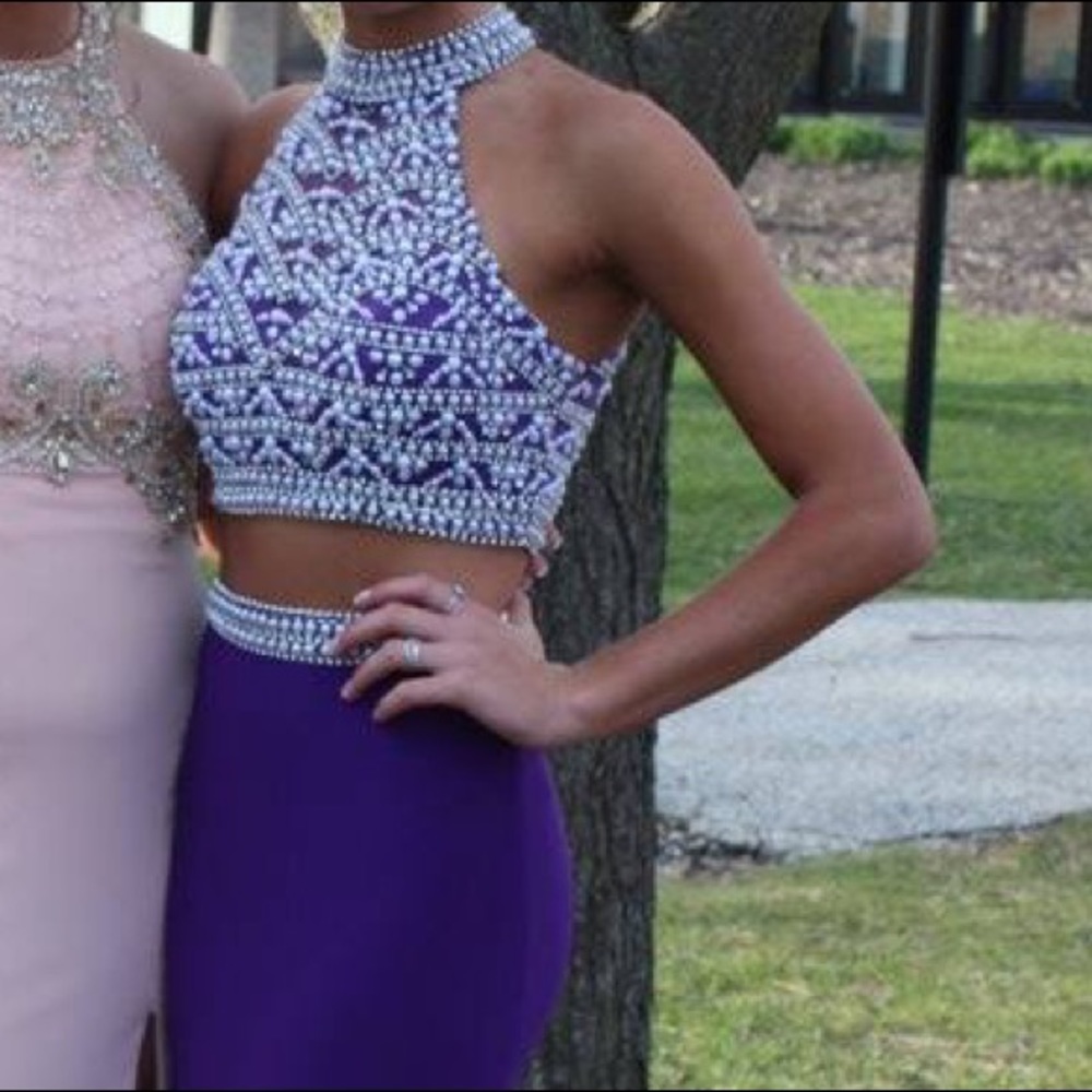 Blue blush 2 piece prom dress